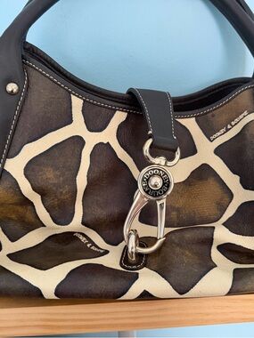 Dooney & Bourke Brown and Cream Giraffe Print Leather Purse